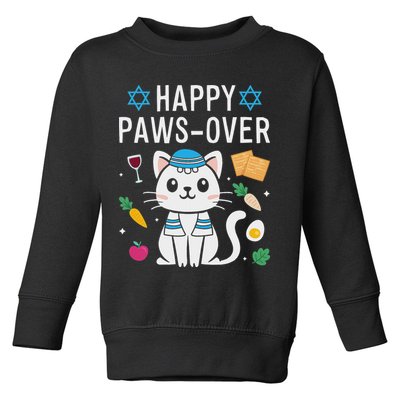 Happy Pawsover Cat Lover Funny Cat Passover Seder Toddler Sweatshirt