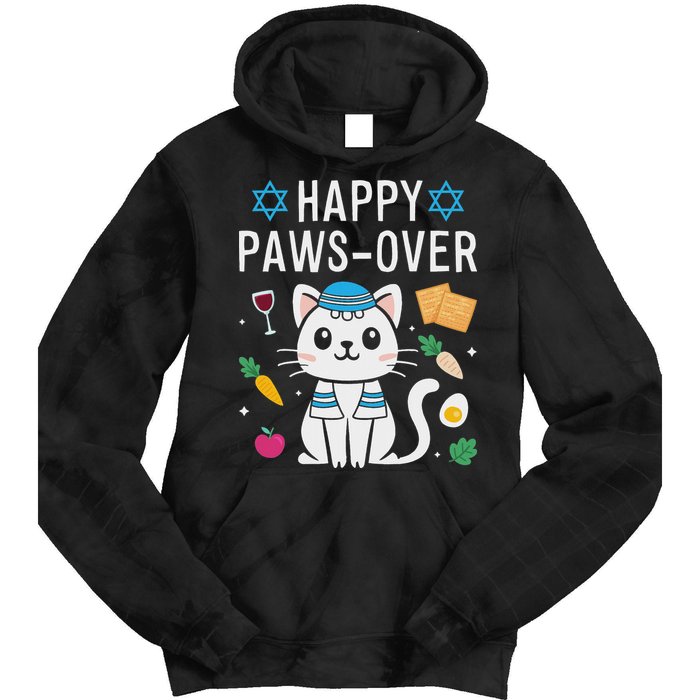 Happy Pawsover Cat Lover Funny Cat Passover Seder Tie Dye Hoodie