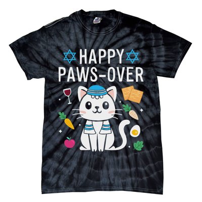 Happy Pawsover Cat Lover Funny Cat Passover Seder Tie-Dye T-Shirt