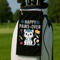 Happy Pawsover Cat Lover Funny Cat Passover Seder Golf Towel