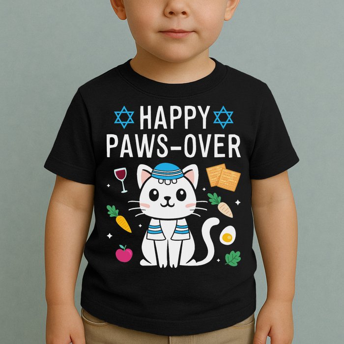 Happy Pawsover Cat Lover Funny Cat Passover Seder Toddler T-Shirt