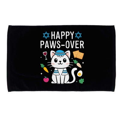 Happy Pawsover Cat Lover Funny Cat Passover Seder Microfiber Hand Towel
