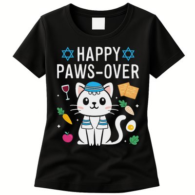 Happy Pawsover Cat Lover Funny Cat Passover Seder Womens T-Shirt
