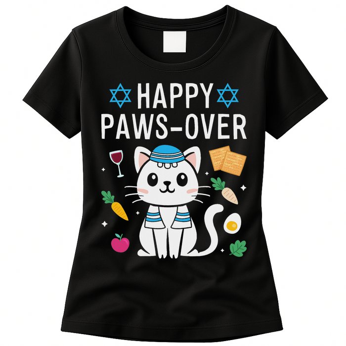 Happy Pawsover Cat Lover Funny Cat Passover Seder Womens T-Shirt
