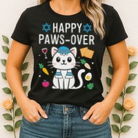 Happy Pawsover Cat Lover Funny Cat Passover Seder Womens T-Shirt