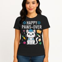 Happy Pawsover Cat Lover Funny Cat Passover Seder Womens T-Shirt