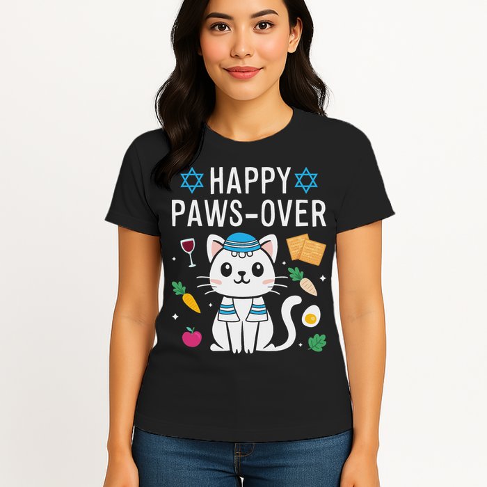 Happy Pawsover Cat Lover Funny Cat Passover Seder Womens T-Shirt