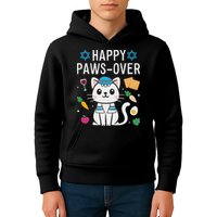 Happy Pawsover Cat Lover Funny Cat Passover Seder Kids Hoodie