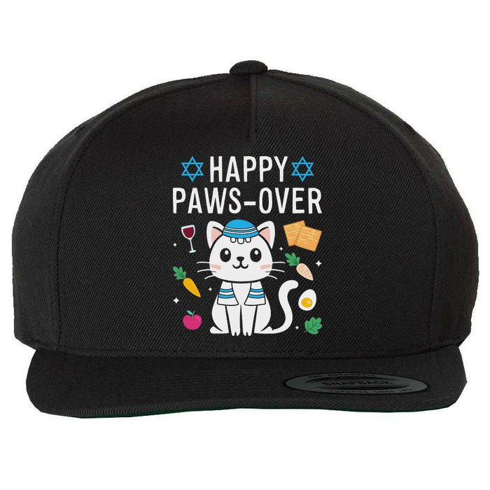 Happy Pawsover Cat Lover Funny Cat Passover Seder Wool Snapback Cap
