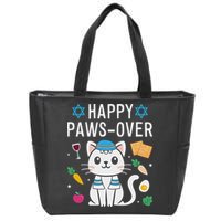 Happy Pawsover Cat Lover Funny Cat Passover Seder Zip Tote Bag