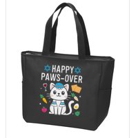 Happy Pawsover Cat Lover Funny Cat Passover Seder Zip Tote Bag