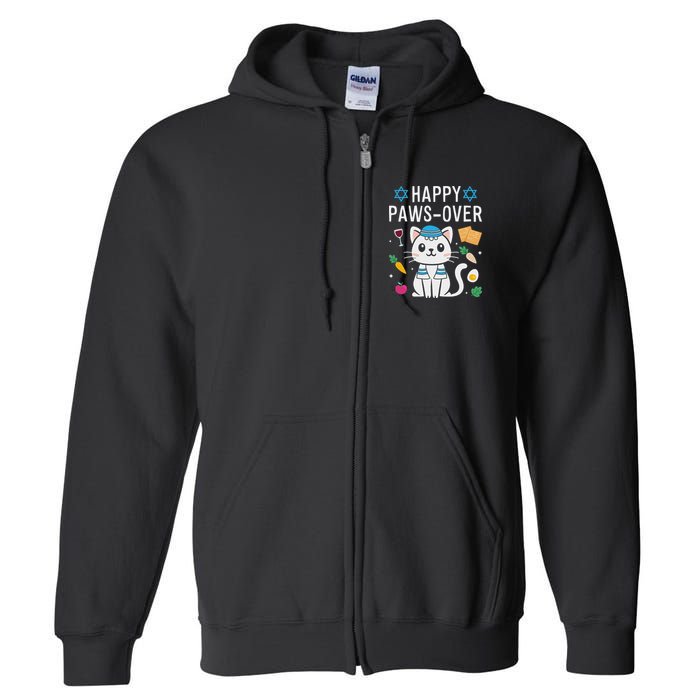 Happy Pawsover Cat Lover Funny Cat Passover Seder Full Zip Hoodie