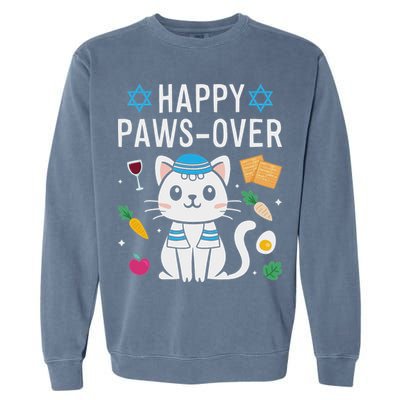 Happy Pawsover Cat Lover Funny Cat Passover Seder Garment-Dyed Sweatshirt