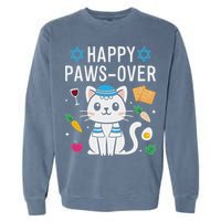Happy Pawsover Cat Lover Funny Cat Passover Seder Garment-Dyed Sweatshirt
