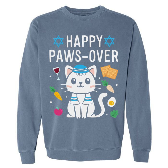 Happy Pawsover Cat Lover Funny Cat Passover Seder Garment-Dyed Sweatshirt