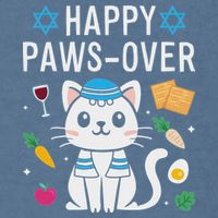 Happy Pawsover Cat Lover Funny Cat Passover Seder Garment-Dyed Sweatshirt