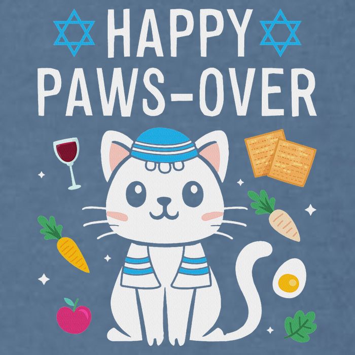 Happy Pawsover Cat Lover Funny Cat Passover Seder Garment-Dyed Sweatshirt