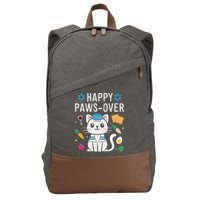 Happy Pawsover Cat Lover Funny Cat Passover Seder Cotton Canvas Backpack