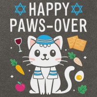 Happy Pawsover Cat Lover Funny Cat Passover Seder Cotton Canvas Backpack