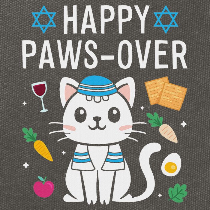Happy Pawsover Cat Lover Funny Cat Passover Seder Cotton Canvas Backpack