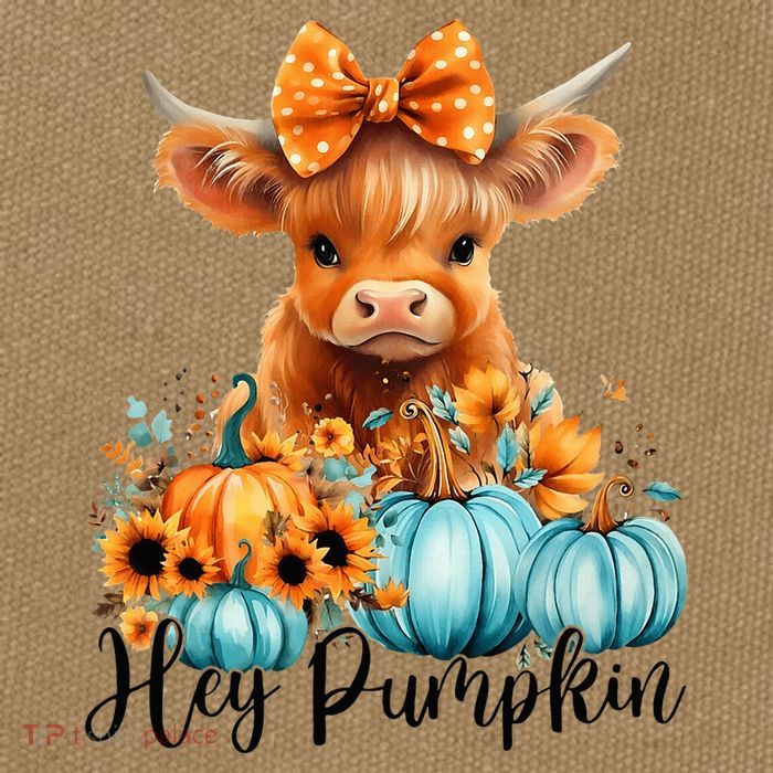 Hey Pumpkin Cute Highland Cow Fall Autumn Thanksgiving Cotton Canvas Backpack