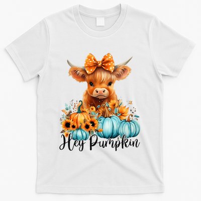 Hey Pumpkin Cute Highland Cow Fall Autumn Thanksgiving T-Shirt