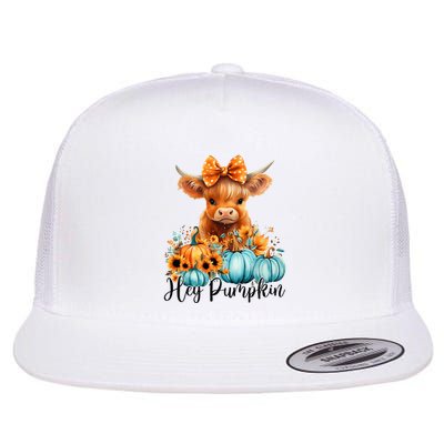 Hey Pumpkin Cute Highland Cow Fall Autumn Thanksgiving Flatbill Hat
