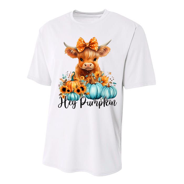 Hey Pumpkin Cute Highland Cow Fall Autumn Thanksgiving Performance Sprint T-Shirt