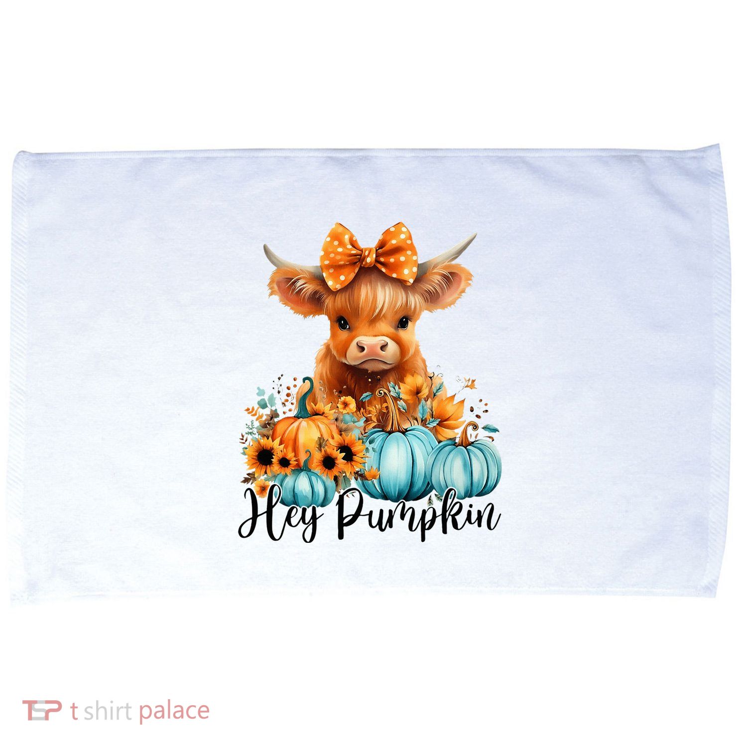 Hey Pumpkin Cute Highland Cow Fall Autumn Thanksgiving Microfiber Hand Towel