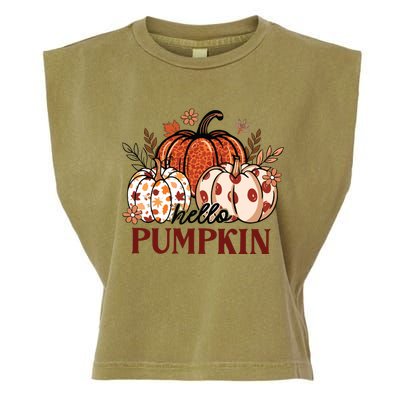 Hello Pumpkin Cute Halloween Women Fall Thanksgiving  Garment-Dyed Women's Muscle Tee