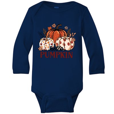 Hello Pumpkin Cute Halloween Women Fall Thanksgiving  Baby Long Sleeve Bodysuit