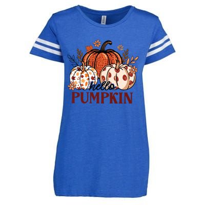 Hello Pumpkin Cute Halloween Women Fall Thanksgiving  Enza Ladies Jersey Football T-Shirt