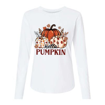 Hello Pumpkin Cute Halloween Women Fall Thanksgiving  Womens Cotton Relaxed Long Sleeve T-Shirt