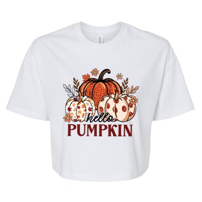 Hello Pumpkin Cute Halloween Women Fall Thanksgiving  Bella+Canvas Jersey Crop Tee