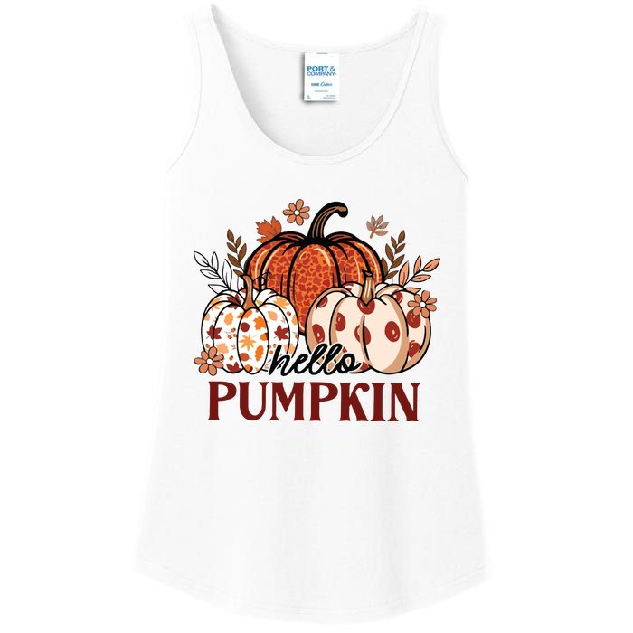 Hello Pumpkin Cute Halloween Women Fall Thanksgiving  Ladies Essential Tank