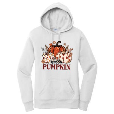 Hello Pumpkin Cute Halloween Women Fall Thanksgiving  Women's Pullover Hoodie