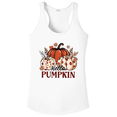 Hello Pumpkin Cute Halloween Women Fall Thanksgiving  Ladies PosiCharge Competitor Racerback Tank