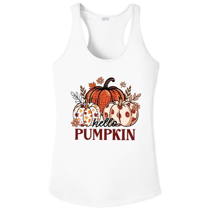 Hello Pumpkin Cute Halloween Women Fall Thanksgiving  Ladies PosiCharge Competitor Racerback Tank