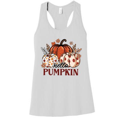 Hello Pumpkin Cute Halloween Women Fall Thanksgiving  Women's Racerback Tank