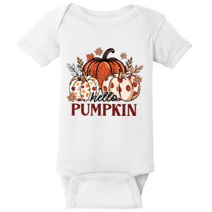 Hello Pumpkin Cute Halloween Women Fall Thanksgiving  Baby Bodysuit