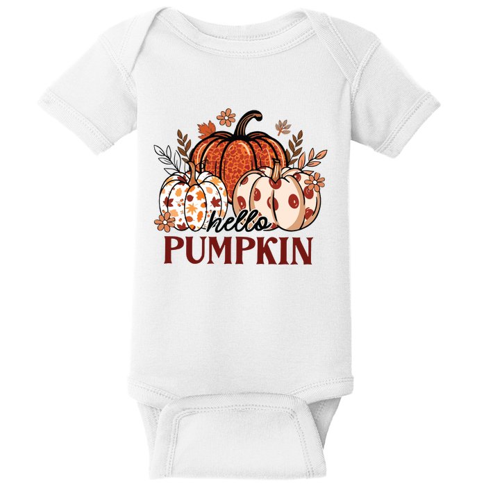 Hello Pumpkin Cute Halloween Women Fall Thanksgiving  Baby Bodysuit