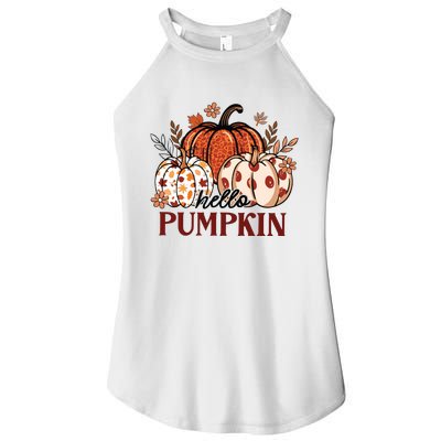 Hello Pumpkin Cute Halloween Women Fall Thanksgiving  Women's Perfect Tri Rocker Tank