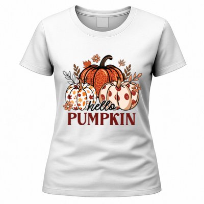 Hello Pumpkin Cute Halloween Women Fall Thanksgiving  Women's T-Shirt