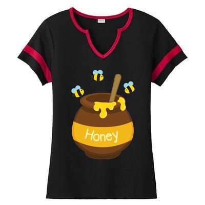 Honey Pot Cute Bee Buzzing Beehive Flying Funny Beekeeping Gift Ladies Halftime Notch Neck Tee