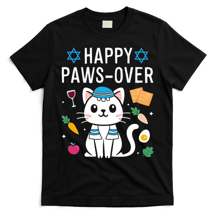 Happy Pawsover Cat Lover Funny Cat Passover Seder T-Shirt