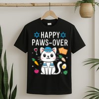 Happy Pawsover Cat Lover Funny Cat Passover Seder T-Shirt