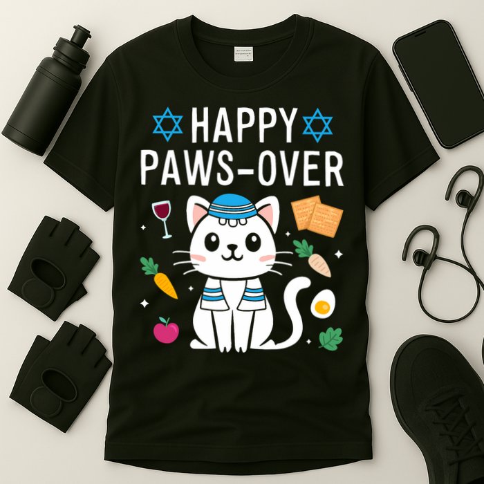 Happy Pawsover Cat Lover Funny Cat Passover Seder T-Shirt