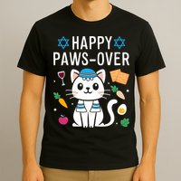 Happy Pawsover Cat Lover Funny Cat Passover Seder T-Shirt