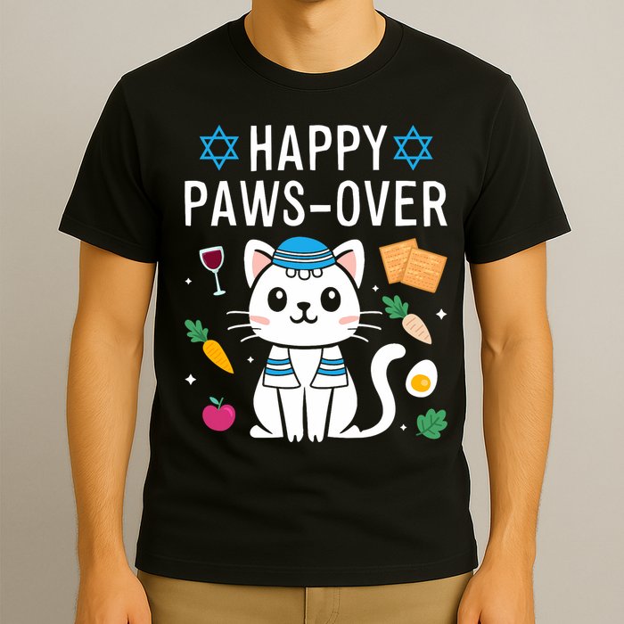 Happy Pawsover Cat Lover Funny Cat Passover Seder T-Shirt