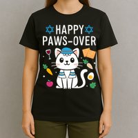 Happy Pawsover Cat Lover Funny Cat Passover Seder T-Shirt
